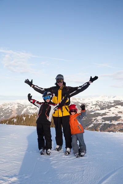 Familie auf Berggipfel — Stockfoto