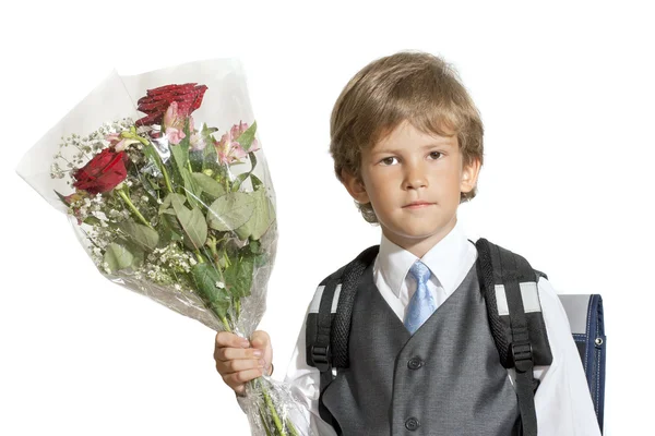 The first-grader with a bouquet — Stock Photo, Image