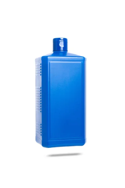 Izole dispenseri ile mavi şişe — Stok fotoğraf