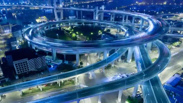 Çin Şangay nanpu Köprüsü ile yoğun trafik zaman atlamalı — Stok video