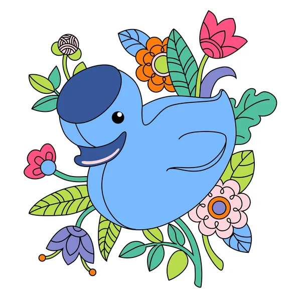 Ilustrace kreslené modrá kachna — Stockový vektor