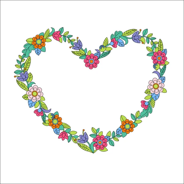 Flower heart frame — Stock Vector