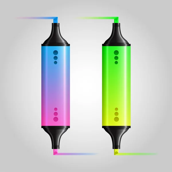 Multicolored felt pen or highlighter set — Stock Vector