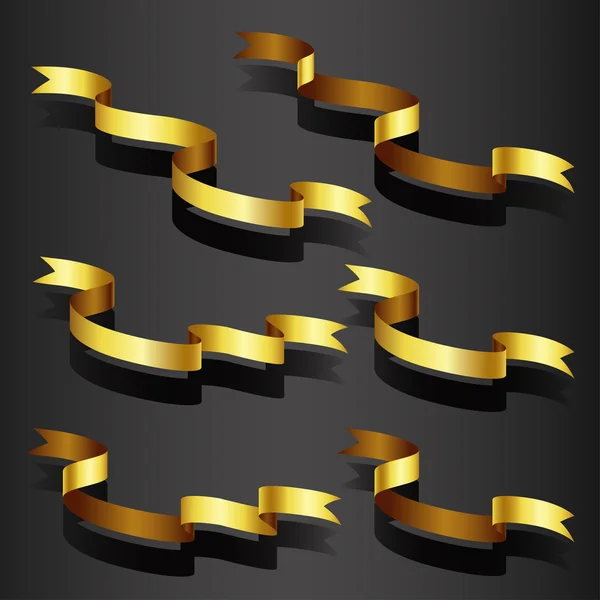 Gold ribbon set — Stock Vector