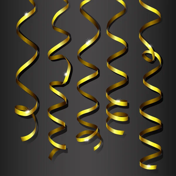 Золота конфітті стрічка набір змій — стоковий вектор