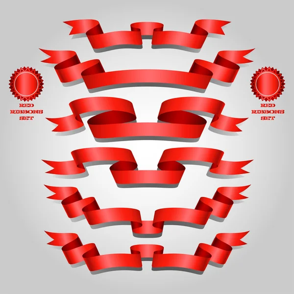 Red ribbon set — Stock Vector