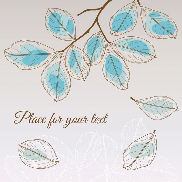 Linden leaf blå stil med plats för din text — Stock vektor