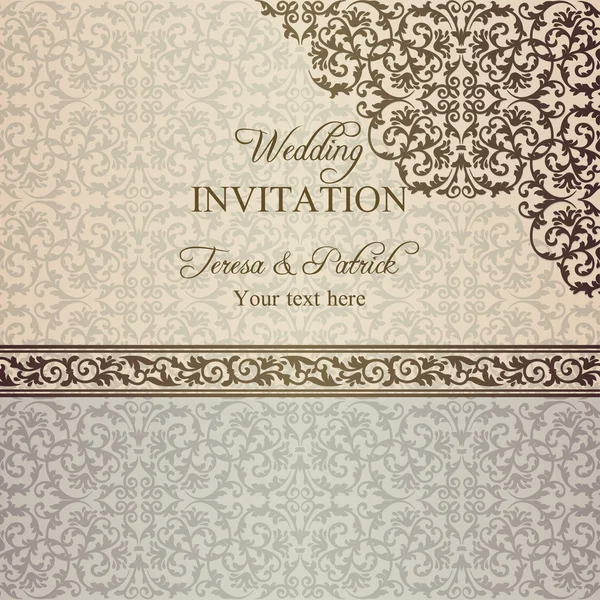 Invitation de mariage baroque, patine — Image vectorielle