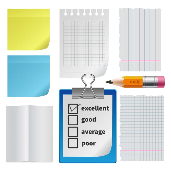 Note paper office set — Stock Vector