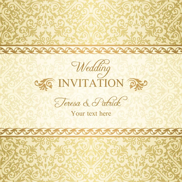 Invitation de mariage baroque, or — Image vectorielle