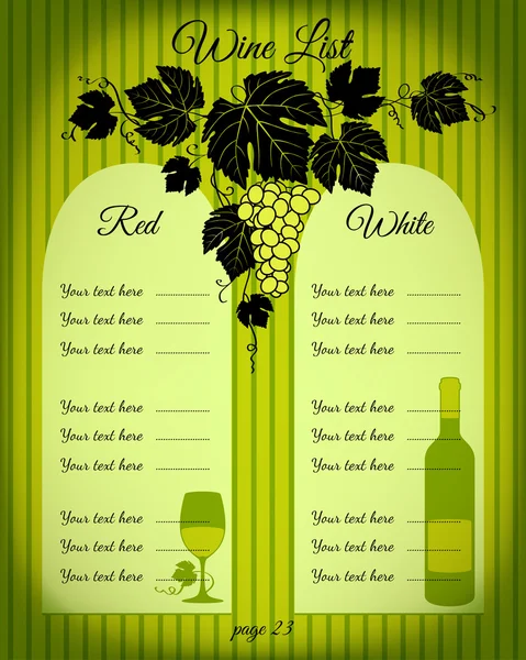 Lista de vinos verde — Vector de stock