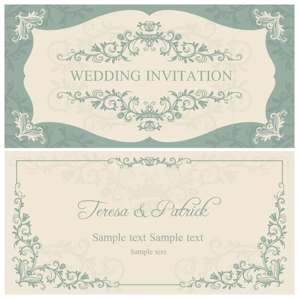 Baroque wedding invitation, brown — Stock Vector