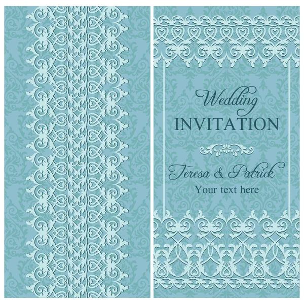 Invitación de boda barroca, azul — Archivo Imágenes Vectoriales