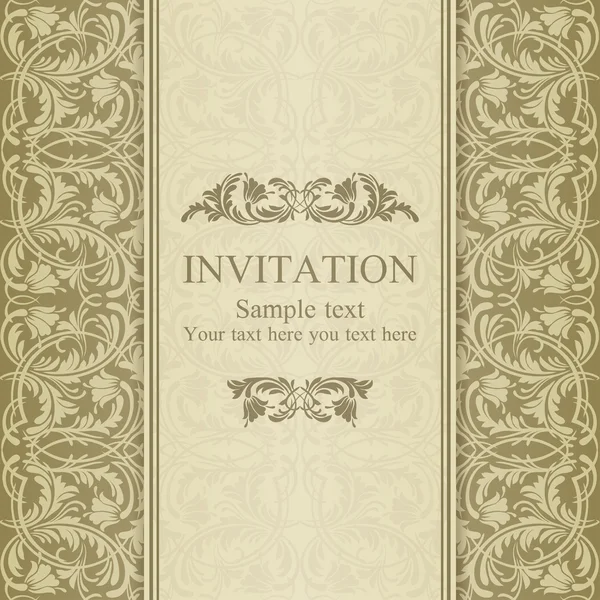 Barocke Einladung, beige — Stockvektor