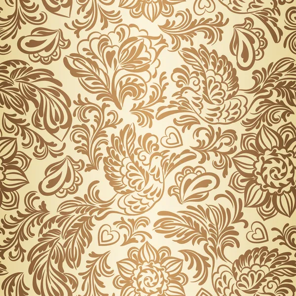 kuşlar ve çiçekler, altın ile Barok desen