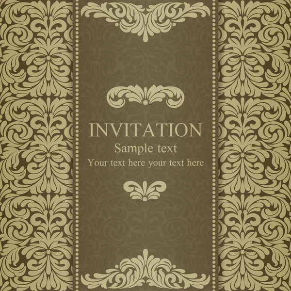 Baroque invitation, dull gold — Stock Vector