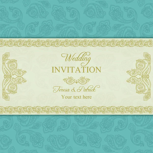 Türk salatalık düğün davetiyesi, altın ve mavi
