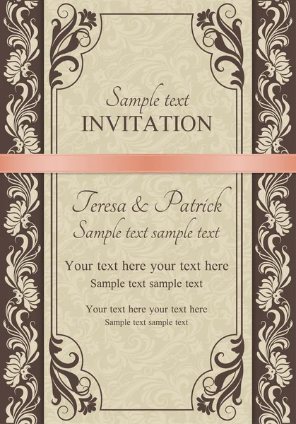 Invitation baroque, marron — Image vectorielle