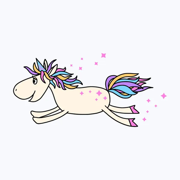 Color Image Funny Cartoon Unicorn Isolated White Background Fantastic Animal — Stock Vector