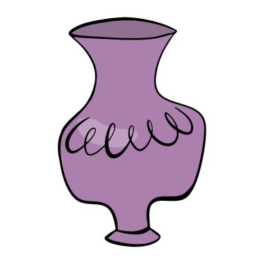 Creative vase in cartoon style. A design element, an interior item, a vessel for flowers and water. Vector illustration. An element for greeting cards, posters, stickers and seasonal design.