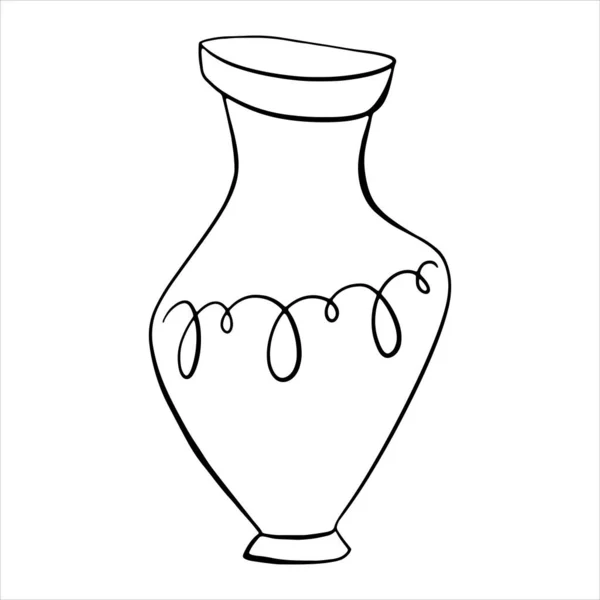 Creative Vase Style Doodles Design Element Interior Item Vessel Flowers — Vetor de Stock
