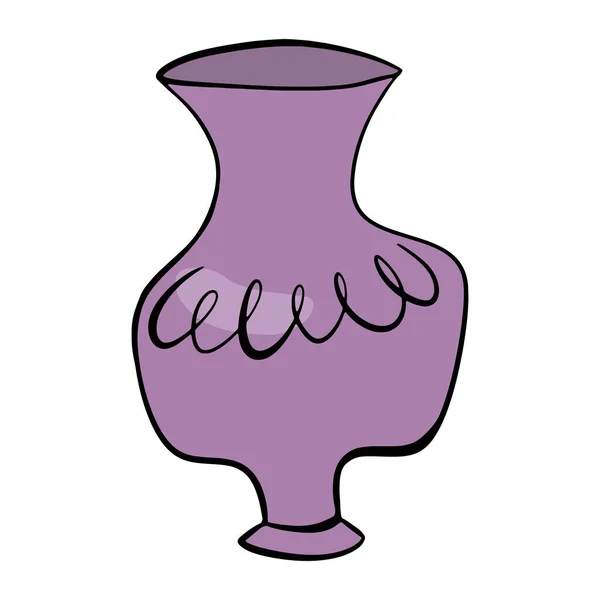 Creative Vase Cartoon Style Design Element Interior Item Vessel Flowers — Wektor stockowy