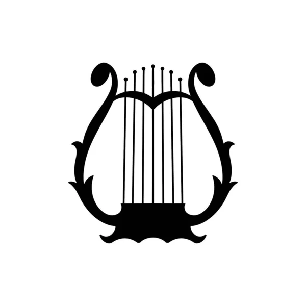 乐器在白色的背景上抒情诗 古老的灵感象征 古老的形象 矢量轮廓的标志 竖琴是艺术的象征 标志或象形文字的象征 — 图库矢量图片