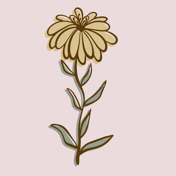 Ilustração Vetorial Uma Flor Estilo Cartoon Belo Design Floral Botânico —  Vetores de Stock