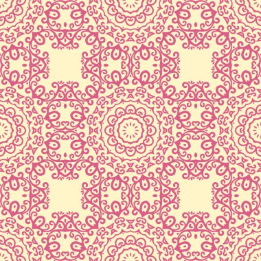 Mandalalı, çiçeksiz desen. Etnik fayanslı süs. Geometrik baskı tasarımı. Klasik yinelenen arkaplan dokusu. Seramik döşeme dokusu.