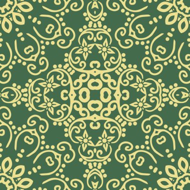 Mandalalı, çiçeksiz desen. Etnik fayanslı süs. Geometrik baskı tasarımı. Klasik yinelenen arkaplan dokusu. Seramik döşeme dokusu.