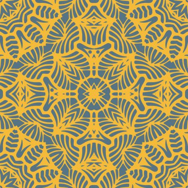 Geometrik desenli kusursuz dekoratif yuvarlak süs. Doğulu çiçek dantel taşıyıcısı. Duvar kağıdı davet dekorasyonu için lüks desen.