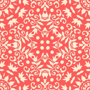 Geometrik desenli kusursuz dekoratif yuvarlak süs. Doğulu çiçek dantel taşıyıcısı. Duvar kağıdı davet dekorasyonu için lüks desen.