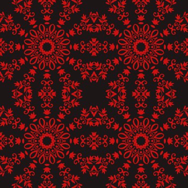 Geometrik desenli kusursuz dekoratif yuvarlak süs. Doğulu çiçek dantel taşıyıcısı. Duvar kağıdı davet dekorasyonu için lüks desen.