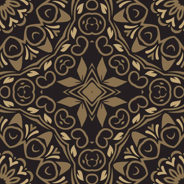 Naadloze Decoratieve Ronde Ornament Met Geometrische Patroon Oosterse Bloemen Kant — Stockvector