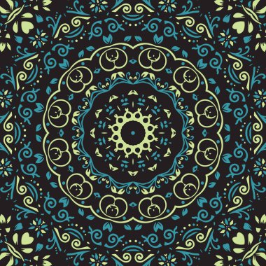 Kusursuz Hint mandala deseni. Dekoratif çiçek tasarımı. İslam Arap motifleri. Doğulu tekstil tasarımı.