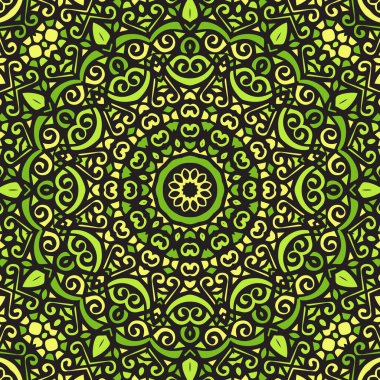 Kusursuz çiçek desenli mandala deseni. Renkli süs deseni. Fayanslar, kumaş, giysi için şaşaalı dikişsiz desen..