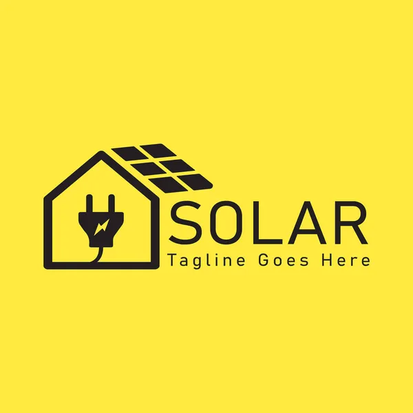 Solar Home Logosu. Minimalist Siyah renkli güneş evi logosu.