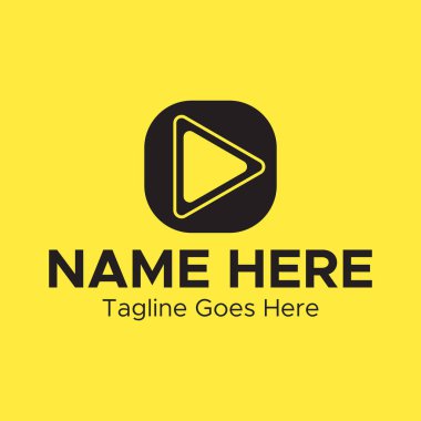 Asgari Ortam Oynama Logosu. Minimalist siyah renk kare logosu.