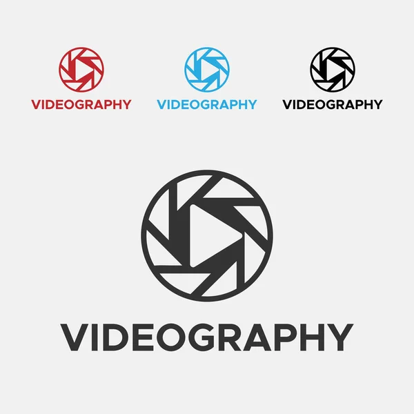 Blue Black Color Videography Logo Media Play Logo — 图库矢量图片