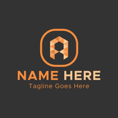 Mektup logosu. Kare şekilli harf Lagosu. Açık Turuncu renkli Soyut Logo.