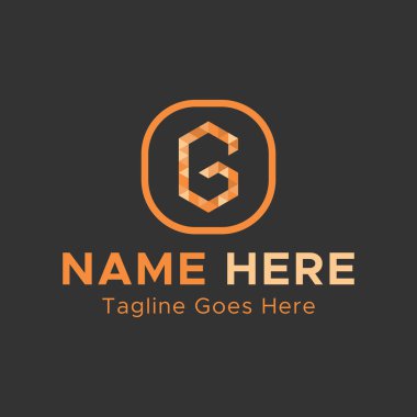 Yaratıcı G harfi logosu. Kare şekilli harf Lagosu. Açık Turuncu renkli Soyut Logo.