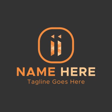 Yaratıcı çift i harfi logosu. Kare şekilli harf Lagosu. Açık Turuncu renkli Soyut Logo.
