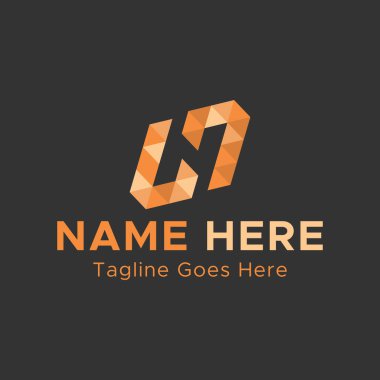 Yaratıcı Çift L harfi logosu. Kare şeklinde harf logosu. Açık Turuncu Renkli Soyut Logo.