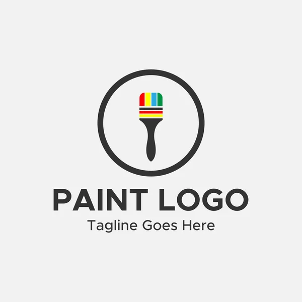 Logotipo Pintura Minimalista Pincel Pintura Forma Circular Logo Cor Azul — Vetor de Stock