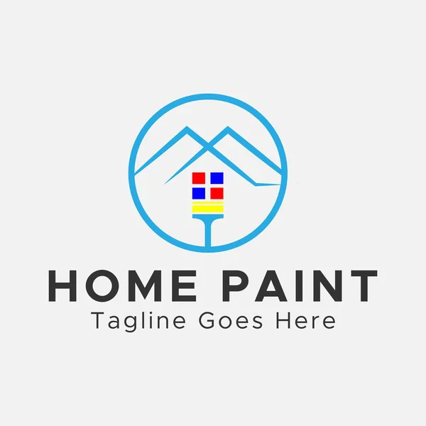 Logo Peinture Minimaliste Pour Maison Forme Circulaire Peindre Pinceau Logo — Image vectorielle
