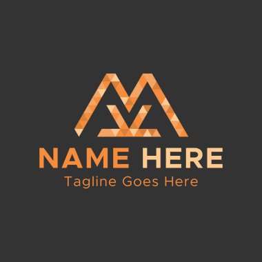 K ve M harfi Logo. Açık Turuncu Renk Minimalist Soyut logo. Yuvarlak Meydan şekli Logosu.