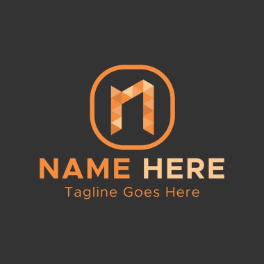 N harfi logo. Açık Turuncu Renk Minimalist Soyut logo. Yuvarlak Meydan şekli logosu..