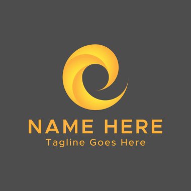 C harfi logosu. Sarı gradyan rengi. Asgari Soyut logo.