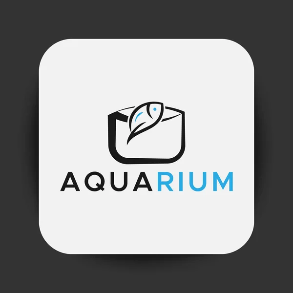 Aquarium Logos Blue Black Color Minimalistic Abstract Logo — 图库矢量图片