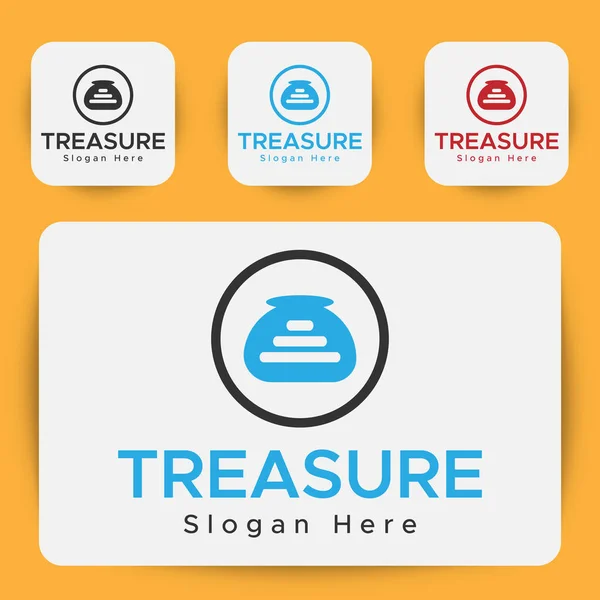 Treasure Logo Wealth Container Treasure Chest Logo Blue Black Minimalistic — 图库矢量图片